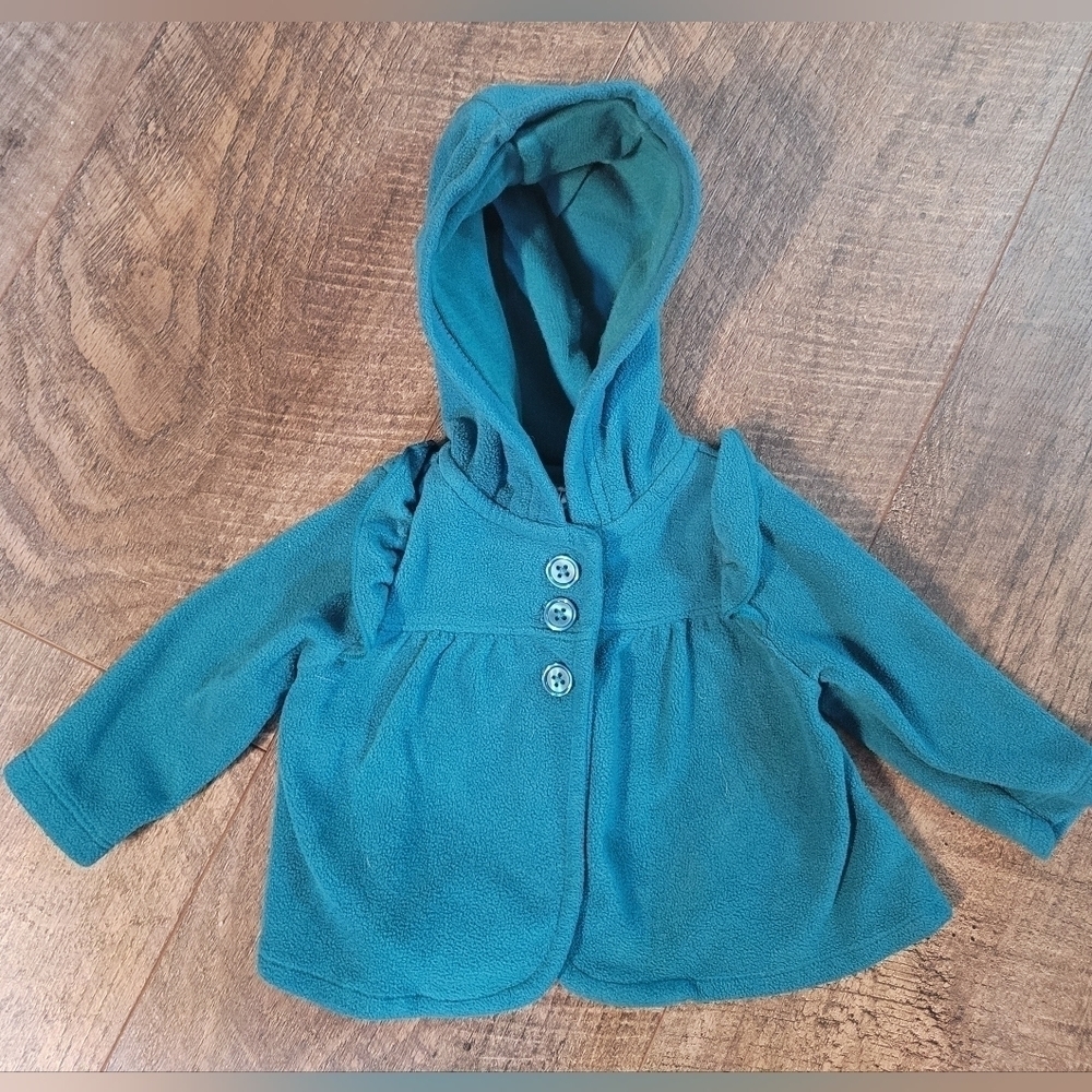 Carter's NB Teal 3 Button Hooded Baby Fleece Jacket